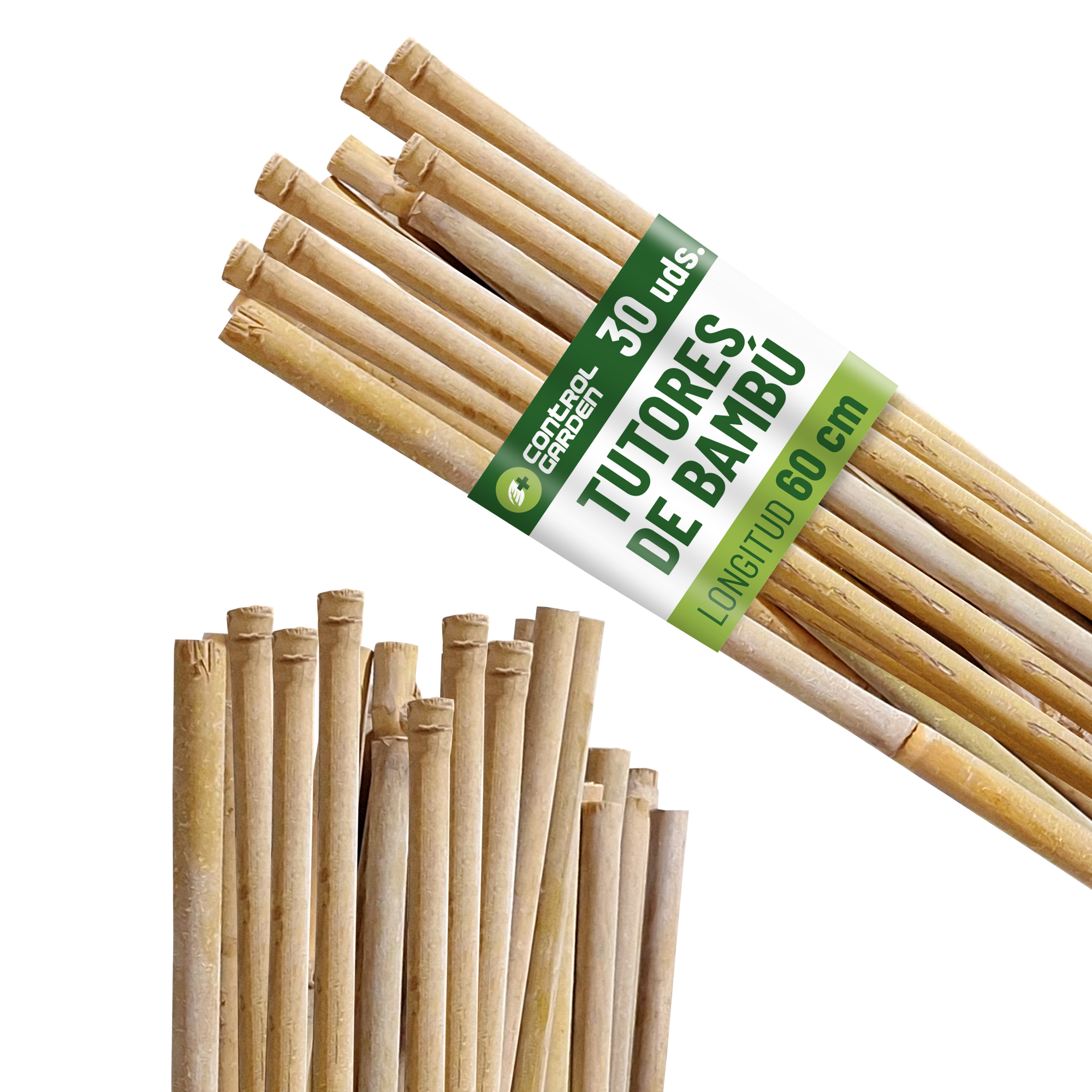 Tutores de bambú 60 cm ø100% natural · Pack 30 uds